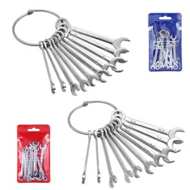 QYQRQF 20pcs Mini Wrench Set Open End Wrench Ignition Wrench Sets With Chain Ring British/Metric Type Wrenches (Metric + British)