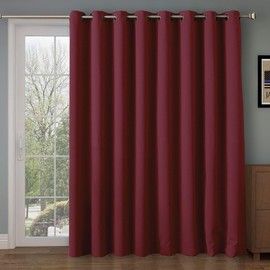RHF Wide Thermal Blackout Patio Door Curtain Panel, Sliding Door Insulated Curtains,Thermal Curtains,Grommet Curtains, Extra Wide Curtains, Curtains for Sliding Glass Door:100W by 96L Inches- Burgundy