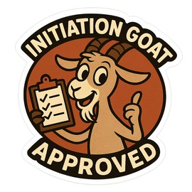 1950s Cartoon Goat with Clipboard and Checklist Sticker (3" x 3.25")