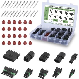 329PCS Weather Pack Connectors Kit, 23 Sets Waterproof Connector 1/2/3/4/6 Pin A