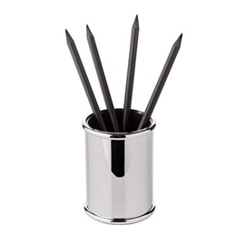 Edzard Pen Holder, Silver, Round, 3.5 inch - Pen Box, Pen Stand for Office - Desk Organizer, Office Organizer, Container, Storage for Pens - Accessories