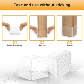 16 Pcs Non Slip Square Chair Leg Protector - Non Skid Furniture Grippers, Anti-Slip Silicone Furniture Feet Caps, Used for Outdoor Protection of Chair Legs(Clear, 1.26-1.54").