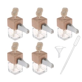 Car Air Freshener Diffuser Bottles with Air Vent Clip,5 Pack Empty Glass Perfume bottle Essential Oils Diffuser Vent Outlet Ornament Auto Fragrance Diffuser Bottle (Clear)