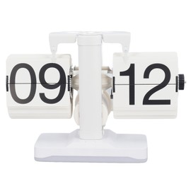 Retro Flip Down Clock Innovative Light Luxury Simple Design Flip Clock with Ambient Lighting for Bedroom Bedside Home 24 Hour Model All White