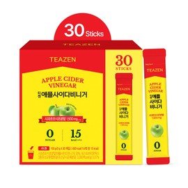TEAZEN Apple Cider Vinegar Powder, 1500mg ACV, Sugar-Free, Low Calorie, Postbiotics, Refreshing Drink After Meals, 30 Individual Packets