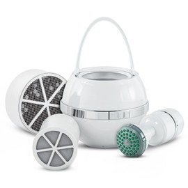 Crystal Quest Bath Ball, Shower & Replacement Filter Cartridges - Filter To Reduce Contaminants - Effortless & Quick Installation | Bundle pack - White