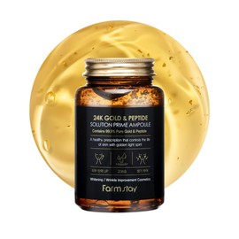 FARMSTAY Ampolla Prime de solución de péptidos y oro de 24 quilates, 250 ml/8,45 fl.oz.