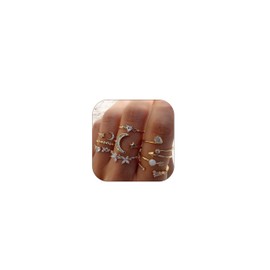 Stackable Rings for Teen Girls Trendy Stuff Gold Rings for Women Simple Boho Star Moon Knuckle Rings Set Cute Stuff for Teen Girls Gifts Birthday Stocking Stuffers for Christmas Gifts 2024