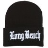 Gravity Threads Long Beach Old English Cuffed Black Beanie