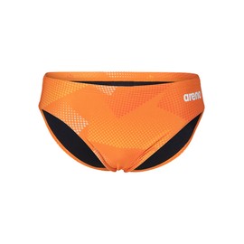 ARENA Boys' Swim Brief Halftone Team Print MaxLife Athletic Swimwear Professional Training Swimsuit Sports Bathing Suit, Team Orange, US Size 22