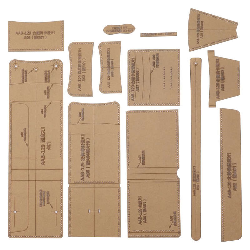 13Pcs Acrylic Template DIY HandMade Short Wallet Leather Pattern Mold