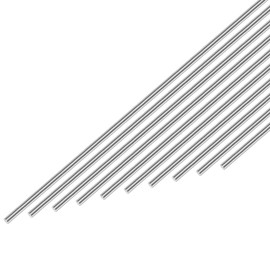 Awclub 304 Stainless Steel Round Rod 1.5mm x 400mm, 10pcs Metal Solid Shaft Rods Lathe Bar Stock for Industry, Metal Working Hobbies and DIY Craft