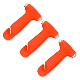Premium Seat Belt Cutter & Instant Window Hammer - Life Saving Quick Escape from Your Vehicle in an Emergency (3-Pack, Premium Orange)