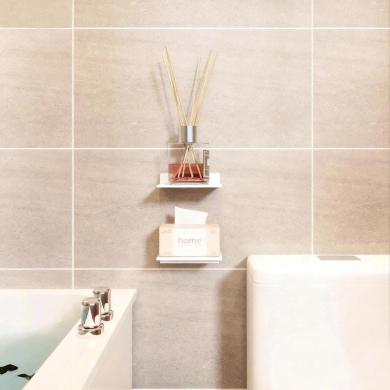 6 Inch White Floating Wall Shelf, Rustproof Aluminum Alloy Wall