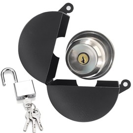 PILISPARK Door Knob Lock Out Device with Padlock, Door Handle Lock - Prevents Turning Door Handles and Entering Keyholes, for Covering Door Handles/Faucets/Valves, Stainless Steel (Black)