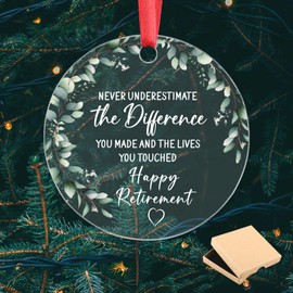 Retirement Gifts for Women Men Acrylic Ornament Retirement Ornament 2024 Retirement Appreciation New Job Leaving Gifts for Mom Boss Coworker Retired Christmas Ornament