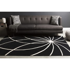 Mark&Day Wool Rugs, 2x3 Falher Modern Black Area Rug, Black White Carpet for Living Room, Bedroom or Kitchen (2' x 3')