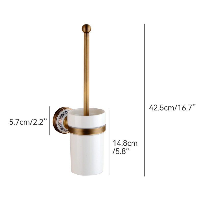 Toilet Brush with Holder for Bathroom Antique Bronze Wall Mounted