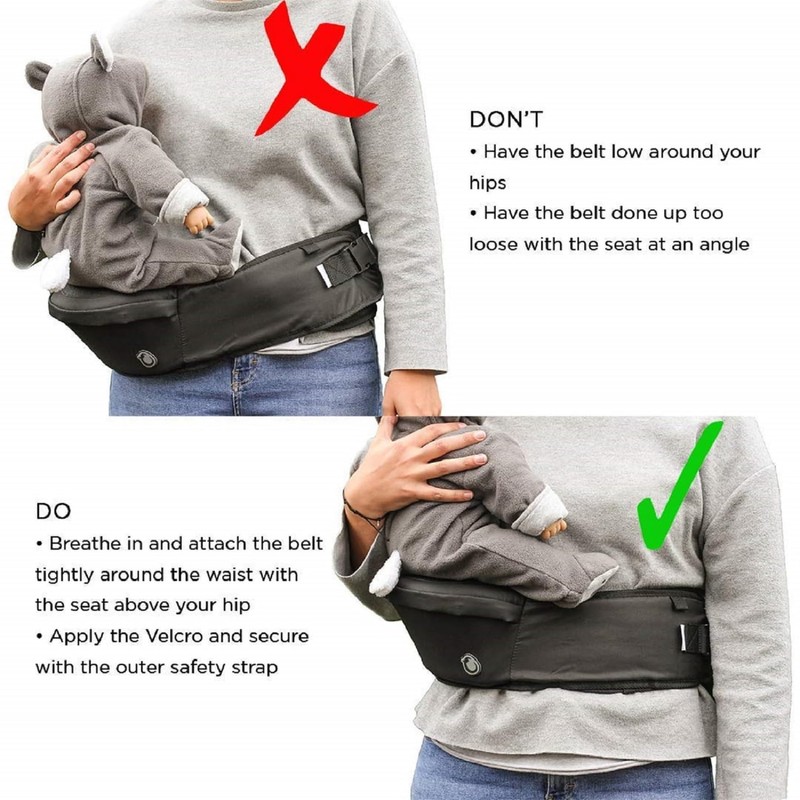 Hippychick Hipseat Baby Carrier, Lightweight Back-Saving Support Waist Stool, Adjustable