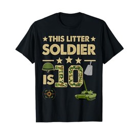 10 Year Old Soldier Tshirt Birthday Boy 10th Birthday Kids T-Shirt