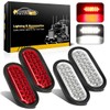 Partsam 2xRed + 2xWhite 6" 24 LED Oval Stop Turn