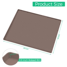 TRZZ Silicone Waterproof Under Sink Mat 28" x 19", Drip Tray and Cabinet Liner for Kitchen and Bathroom, Prevents Water Damage and Organizes Cabinets (Brown)