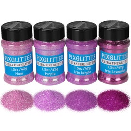 PIXGLITTER 4 Colors Fine Glitter Powder, Craft Glitter Powder Shake Jar for Resin Jewelry Art Crafts Making, Cosmetic Glitter for Nail Body Hair 1.5oz/Bottle (All Purple Set)