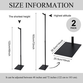Marsui 2 Pcs Adjustable Clothing Display Rack Adjustable from 48" to 72" Single Clothing Display Stand Metal Black Rack Retail Use Single Customer Shirt Stand for Thrift Shop Retail Store