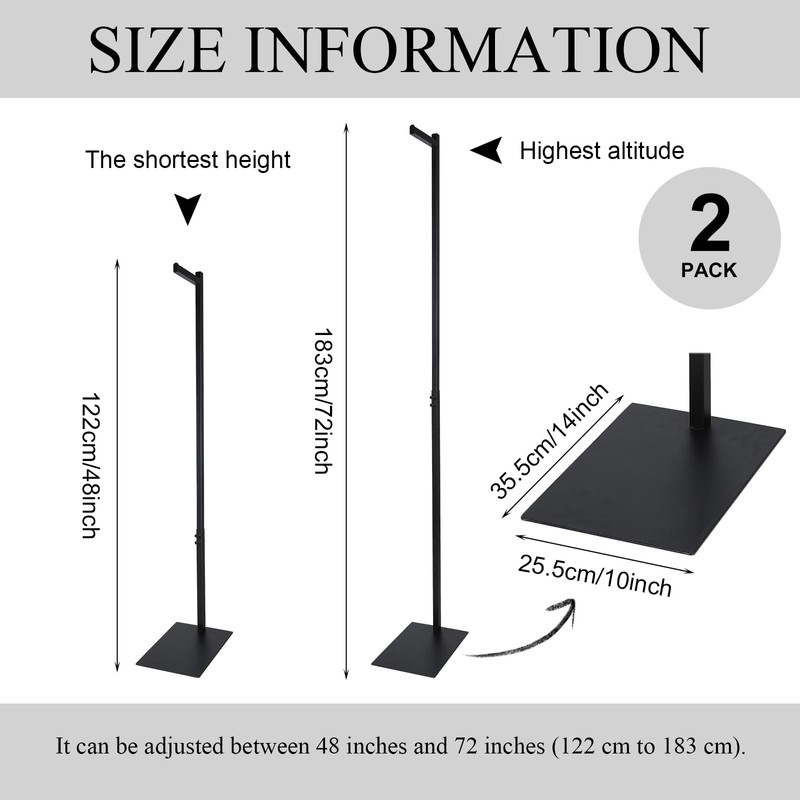 Marsui 2 Pcs Adjustable Clothing Display Rack Adjustable from 48"