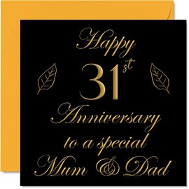 Special 31st Anniversary Card for Dad Mum Parents - Special Mum & Dad - Happy 31 Wedding Anniversary Cards from Son Daughter Family, 145mm x 145mm Greeting Cards for Thirty-First Anniversaries