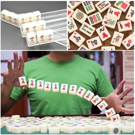 Waldspring Mahjong Game, Mini Majong Tiles Set, Camping Games, Majong Stones Game 144 Pieces, Traditional Chinese Mini Strategy Game, Easy to Carry and Suitable for Travel