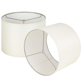 Wellmet Cream White Set of 2 Drum Lampshades, Easy Assembly Required 18" Top x 18" Bottom x 12" High Replacement Lamp Shades, Fabric Lampshades for Table Lamps Floor Lamps, Metal Spider Fitter