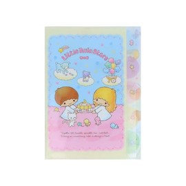 Sunstar Stationery S2173786 Sanrio Character Clear File, 5 Pockets, Little Twin Stars 50th Anniversary TS Retro