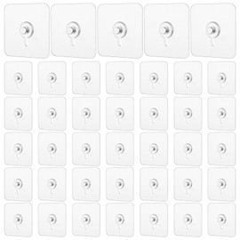 Molain 40 Pack Wall Hooks for Hanging 13 lbs(Max), Transparent Adhesive Wall Hangers Without Nails, Reusable Waterproof Rustproof Heavy Duty Utility Hooks for Hanging Picture Frame, Bathroom Kitchen