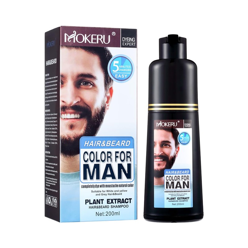 Hair & Beard Dye for Men Black, Long Lasting Beard