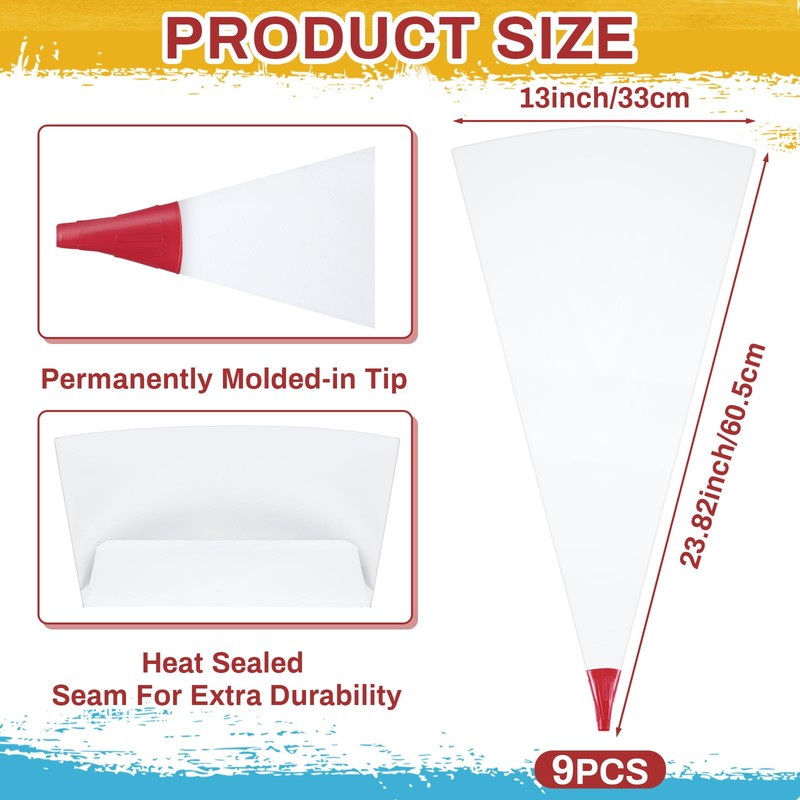 Gueevin 9 Pcs Tile Grout Masonry Mortar Bag with Molded