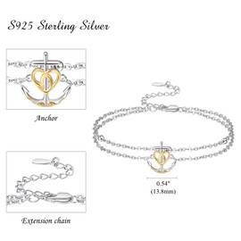 Palpitate Anchor Anklets for Women Sailor Anchor Nautical Ankle Bracelet 925 Sterling Silver Anchor Jewelry Gifts for Women
