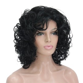 Lydell Short Soft Super Curly Layered Natural Movement Synthetic Wigs (Black)