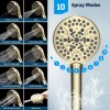 Hibbent 10 Inch High Pressure Rainfall Shower Head Handheld Gold