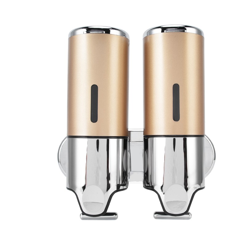 Wall Mount Soap Shower Dispenser Dual Pump 2 Separate Compartments