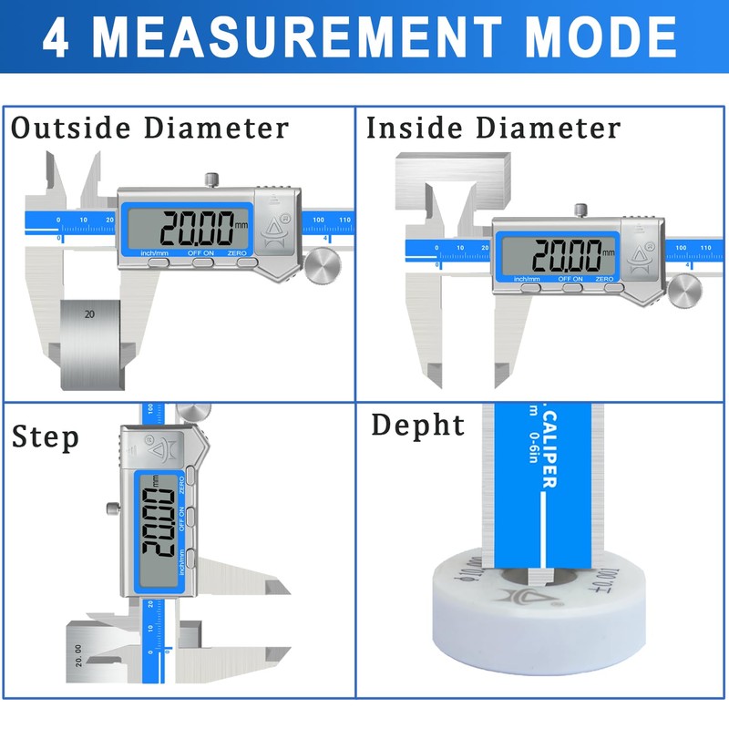 ACEMETER Digital Caliper 6 Inch Measuring Tool Stainless Steel Vernier