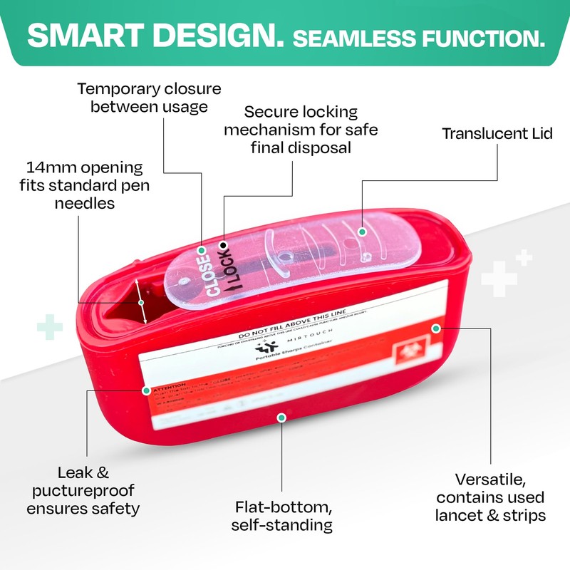 Pocket Travel Sharps Disposal Container - 80ml Pen Needle Container