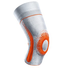 SPORLASTIC - GENU-HiT SUPREME + COMFORT Knee Support for Right & Left - Advanced Medical Knee Support with Patella Ring & Side Stabilizers for Everyday Knee Stability - Platinum/Orange 6+