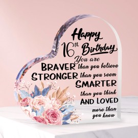 Merclix 16th Birthday Acrylic Plaque 16th Birthday Gifts Girl Keepsake Daughter Niece Sweet 16 Gifts for Girls Sister 16th Birthday Presents Birthday Gifts for 16 Year Old Girls for Best Friends
