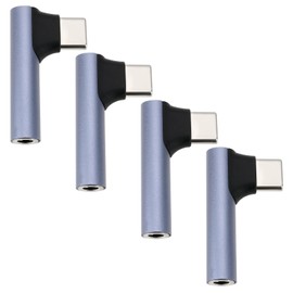 The Lord of the Tools 4Pcs 90 Degree USB C to Aux 3.5mm Jack Socket Audio Adapter Suitable for Smartphone Tablet PC Laptop Headphone Microphones