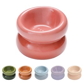 BICOPET Ceramic Elevated Cat and Dog Bowls for Small Dogs, Non-Slip Tilted Raised Cat Food and Water Bowls Whisker Friendly, Dog Standing Wet Food Bowl-Pink