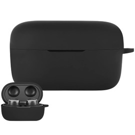 Geekria Funda de silicona para auriculares inalámbricos KG N400, N400NC True Wireless Earbuds Funda de transporte para auriculares inalámbricos con gancho para llavero, puerto de carga accesible (negro)