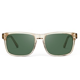 CARFIA Curved Clear Acetate Frame Polarized Sunglasses for Men UV Protection, Cool Eyewears with Embossed Pattern Wire Core