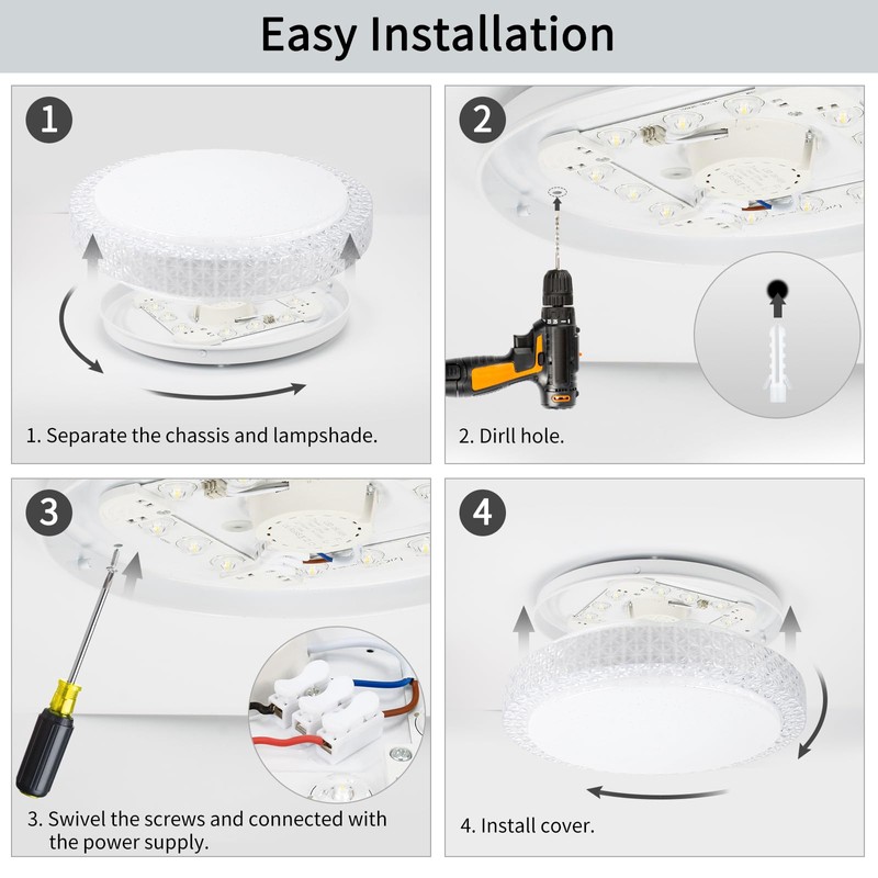 VIPMOON LED Ceiling Light, 12W Small Bathroom Ceiling Light, 6500K