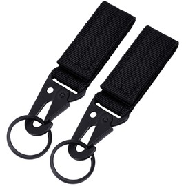 BESTKEE Men's Nylon Tactical Keychain Belt Clip Attachment Strap Hanging Carabiner Clip Black, Keychain